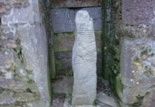 One of the Ogham Stones in St. Declan's Cathedral, Ardmore - The Irish Place