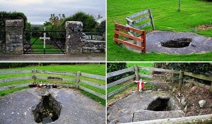 The Kilrossanty Holy Wells - l to r, The Entrance to the Wells, St. Brigits Well, St. Mary's Well and the Well of Jesus - The Irish Place