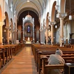 View from the back of the Church with the Shrine visible on the right hand side