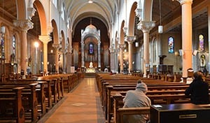 View from the back of the Church with the Shrine just visible on the right hand side - The Irish Place