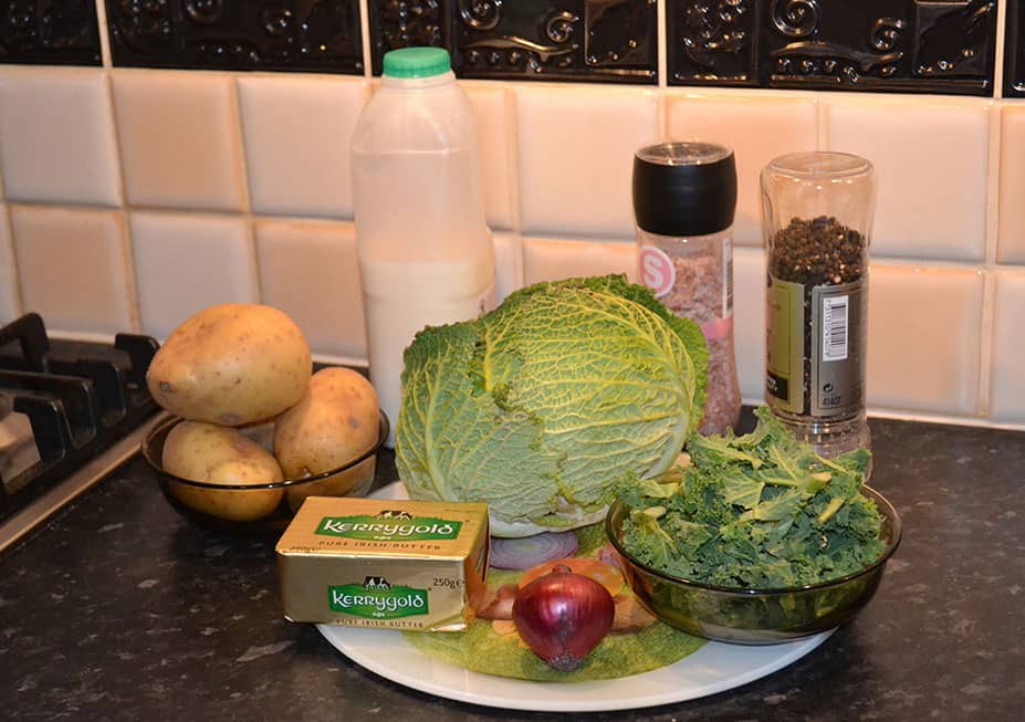 The main ingredients for a Colcannon recipe (Cabbage or Kale can be used) - The Irish Place