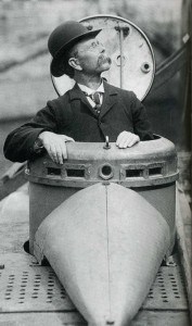 Holland standing in the hatch of one of his submarines - The Irish Place