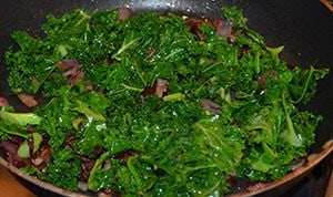 The kale and onions in the frying pan - The Irish Place