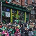 Revellers celebrating the St Patrick’s Day Parade in Wappinger Falls, New York.