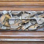 The beautifully carved Organ Trophy on the Organ in St. Michan’s Church.