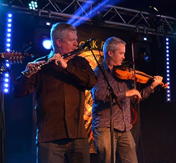 Liam Kelly and Tom Morrow of Dervish on stage at the Doolin Folk Festival 2016. - The Irish Place