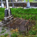 Anti-bodysnatching device still in place on grave.