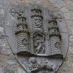 The Kilkenny Coat of Arms on the right side wall of the Tholsel.