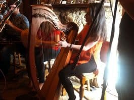 Emer Mallon of Connla in action on the Celtic Harp - The Irish Place