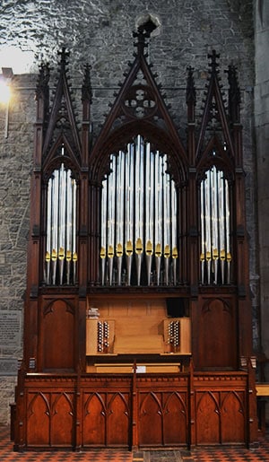 Built by Bevington & Sons of London for the Great Industrial Exhibition in Dublin in 1853 and purchased for the Cathedral in 1854 for £600. Restoration in 2006 cost €650,000. It is a concert standard organ with over 3,000 pipes. - The Irish Place