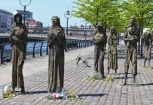 The Haunting Memorial Statues commemorating the Great Hunger on Customs House Quay in Dublin's Docklands - The Irish Place