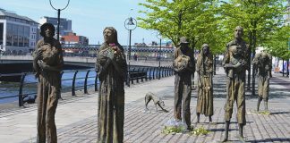 The Haunting Memorial Statues commemorating the Great Hunger on Customs House Quay in Dublin's Docklands - The Irish Place