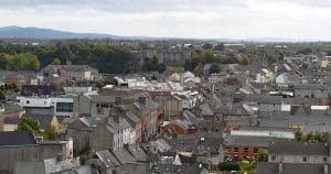 Looking over the city towards Kilkenny Castle from the top of the Round Tower - The Irish Place