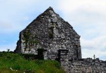 The Cross of Lorraine on the gable wall of Kilnaboy Church - The Irish Place