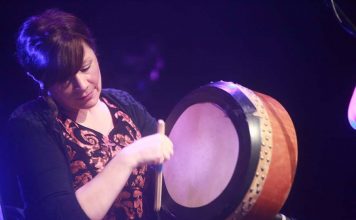 Kathy Jordan playing the Bodhrán - The Irish Place