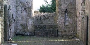 The remains of the altar with statue recesses on either side at Kilfane Church - The Irish Place