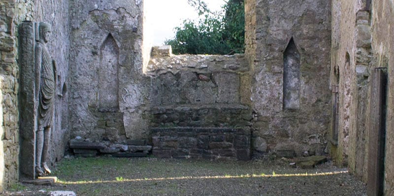 Remains of the altar with statue recesses on either side in Kilfane Church - The Irish Place