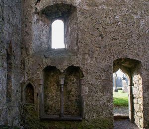 Medieval Sedilia and Ogee framed doorway in the south wall of Kilfane Church - The Irish Place