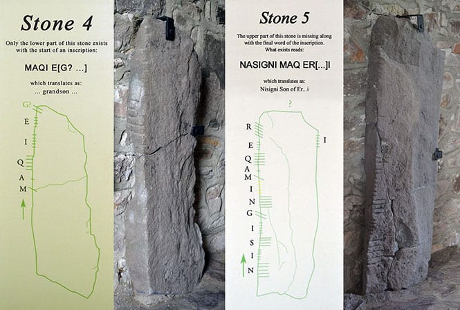 Ogham Stones 4 and 5 of the Kilgrovan stones on exhibit in the Mount Melleray Heritage Centre - The Irish Place