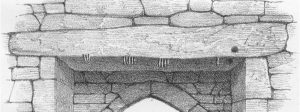 Illustration of the Ogham Stone Lintel in the Southern Doorway (Brash, 1868) - The Irish Place