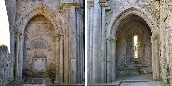 The bricked up entrance of the North Transcept Chapel on the left and the South Transcept Chapel on the right - The Irish Place