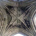 The ceiling of the crossing tower showing the rib vaulting.